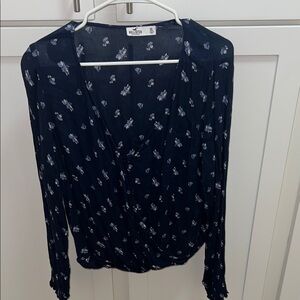 Hollister Dark Blue Floral Blouse